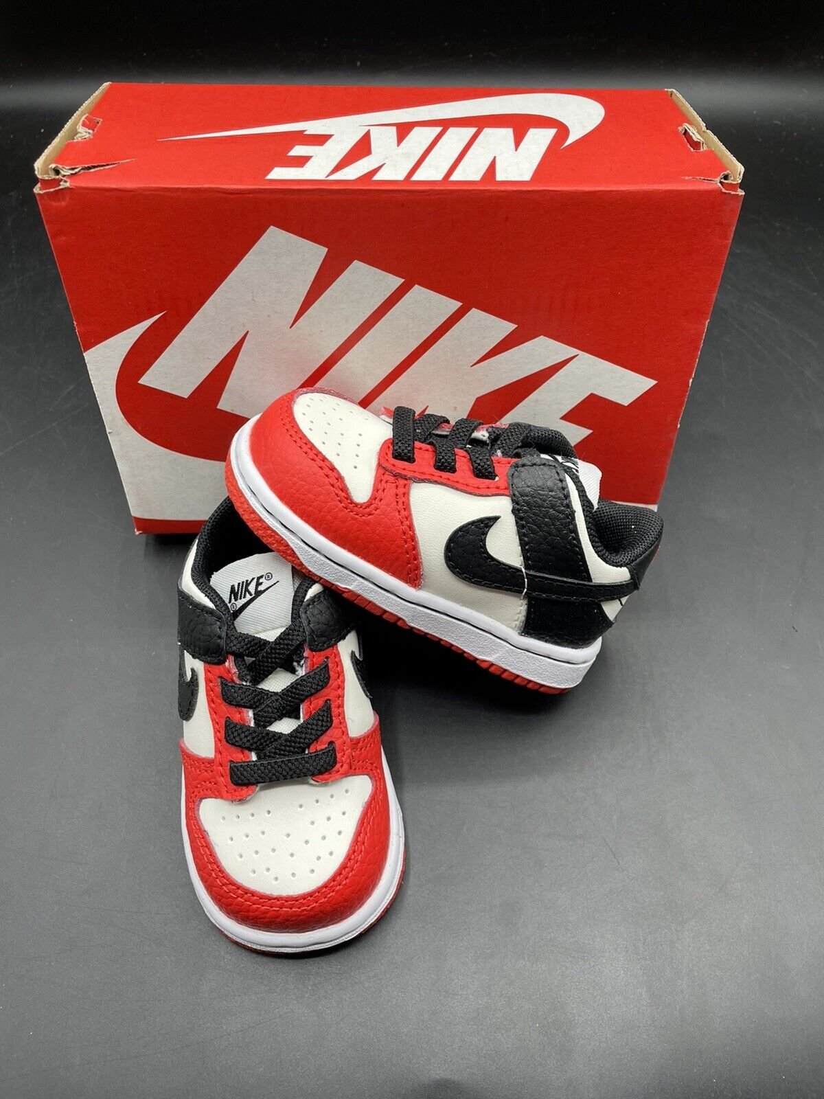 New TODDLER TD Size 5c Nike Dunk Low 75th Anniversary Bulls Sail Black Chili Red