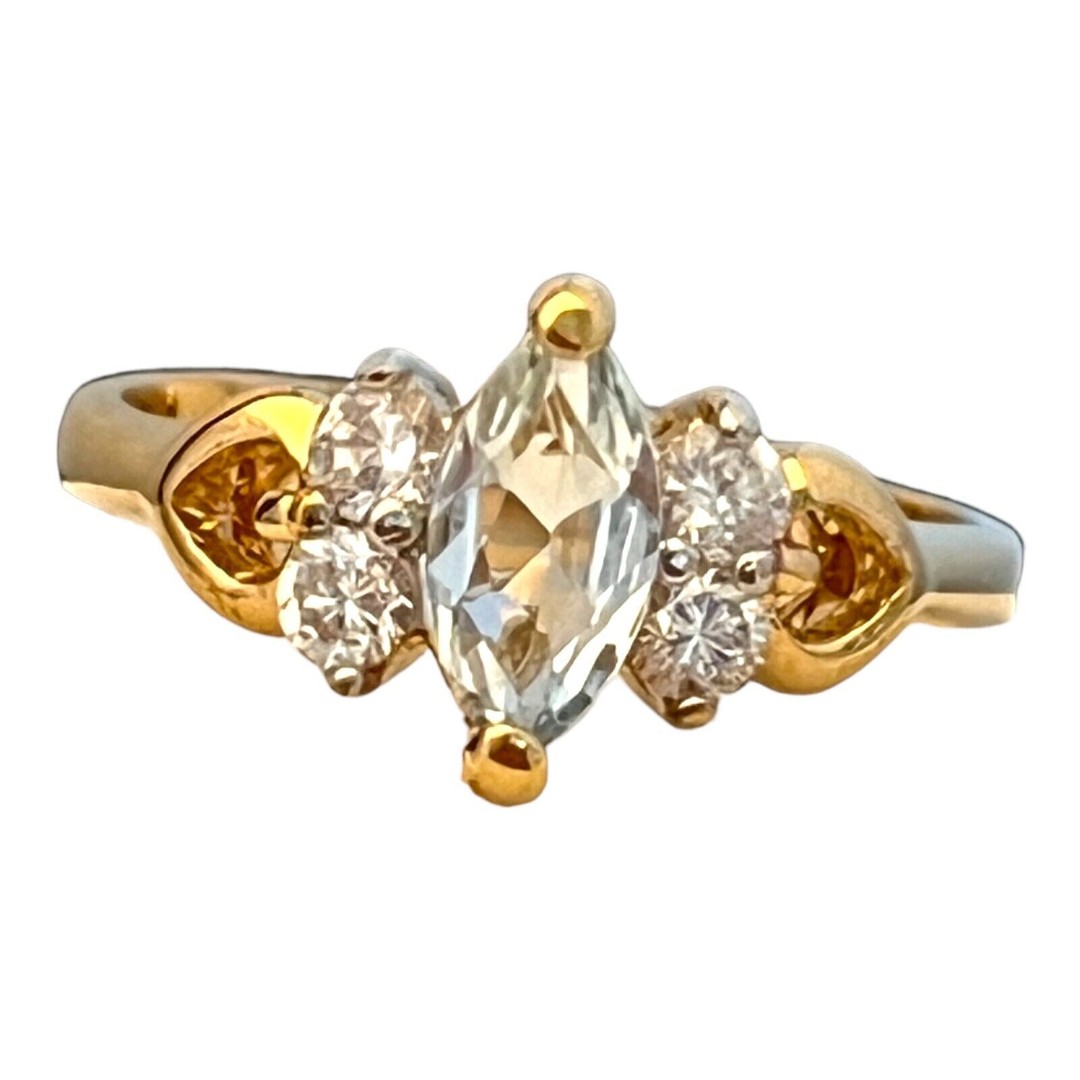 Vintage Uncas Ring Size 6 Genuine Blue Topaz CZ Accents 14KT Gold Plate 14Y