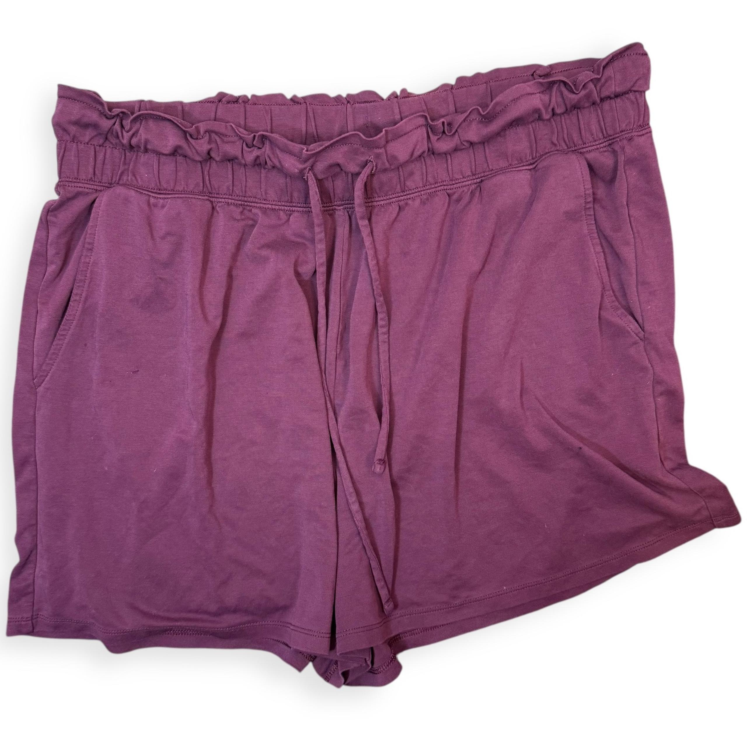 Fabletics Abby Cinched Smocked Waist Pull On Athletic Shorts Dark Purple XXL