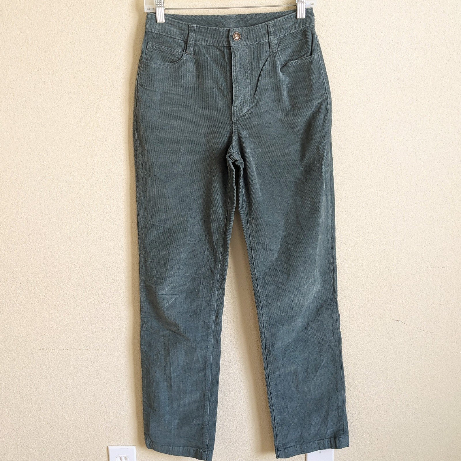 Faherty Julianne Corduroy Pants Women 26 Cord Blue Stretch Straight Leg Retro