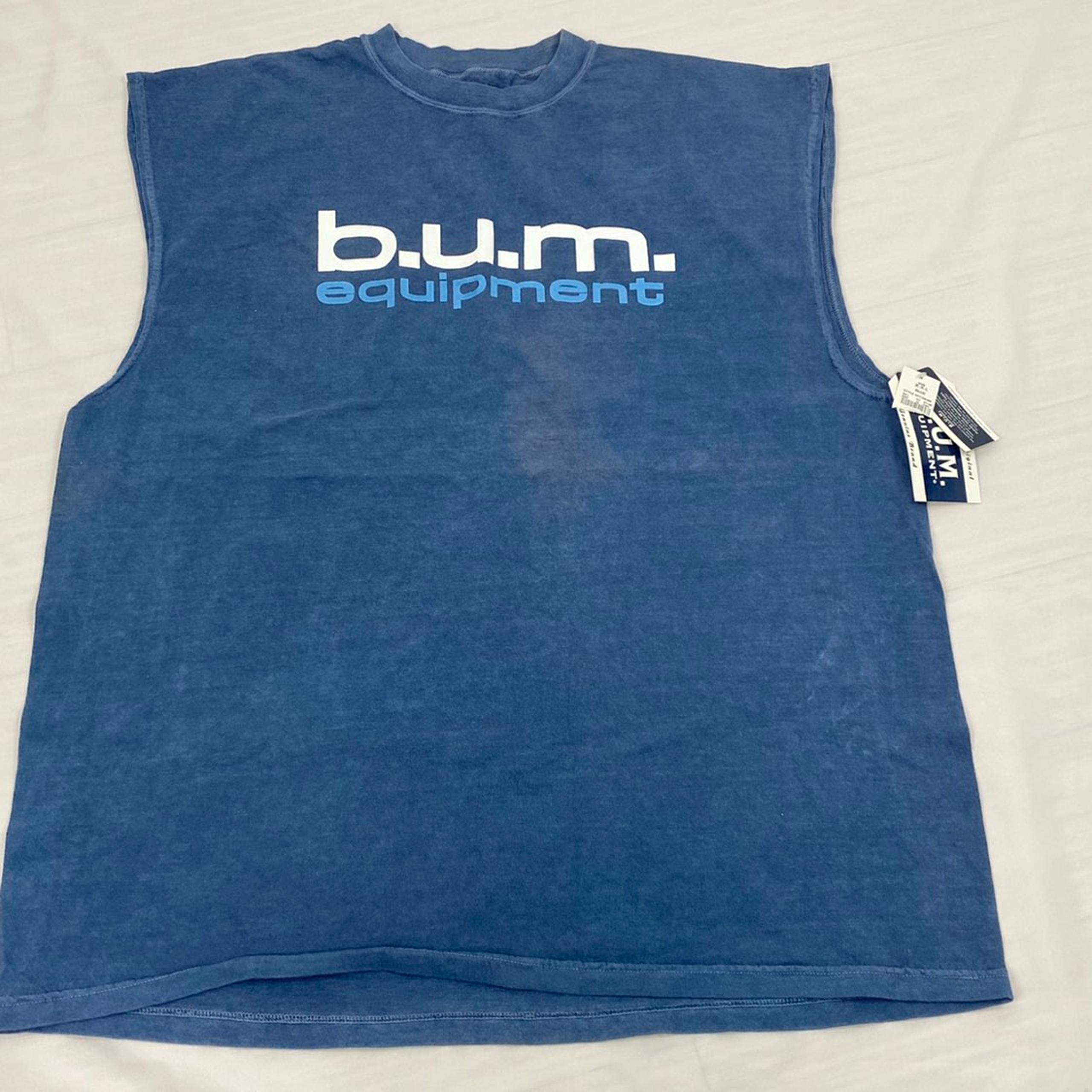 Vintage BUM Equipment Sleeveless Muscle T Shirt Baggy blue Mens  Size XXL  Measu