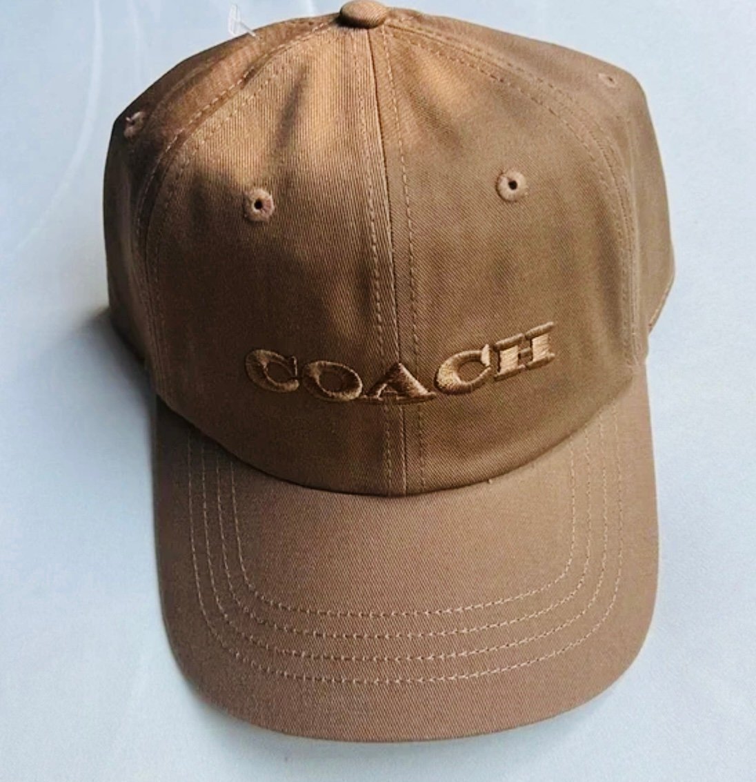 NWT Coach Embroidered Logo Baseball Cap Brown Hat One Size New With Tag