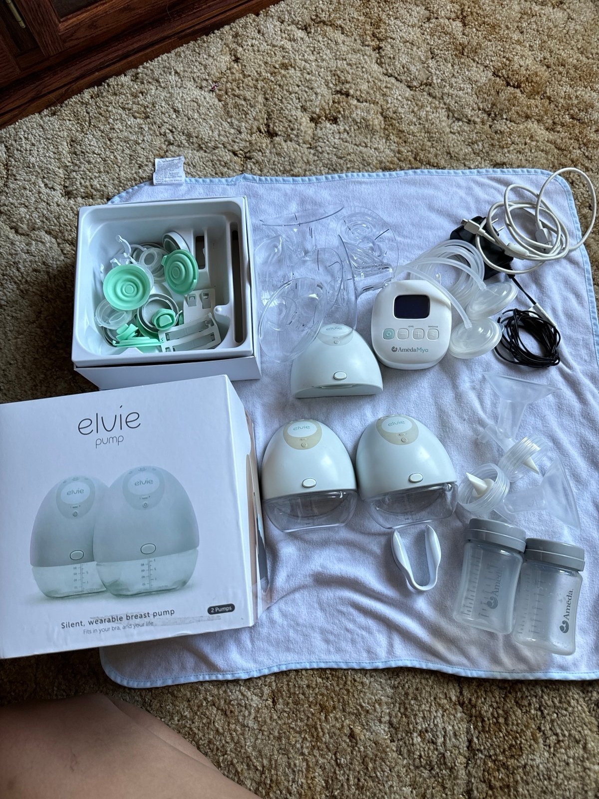 elvie breast pump and ameda pump