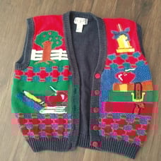 P'Galli Ramie Cotton Vintage School knit vest sz L