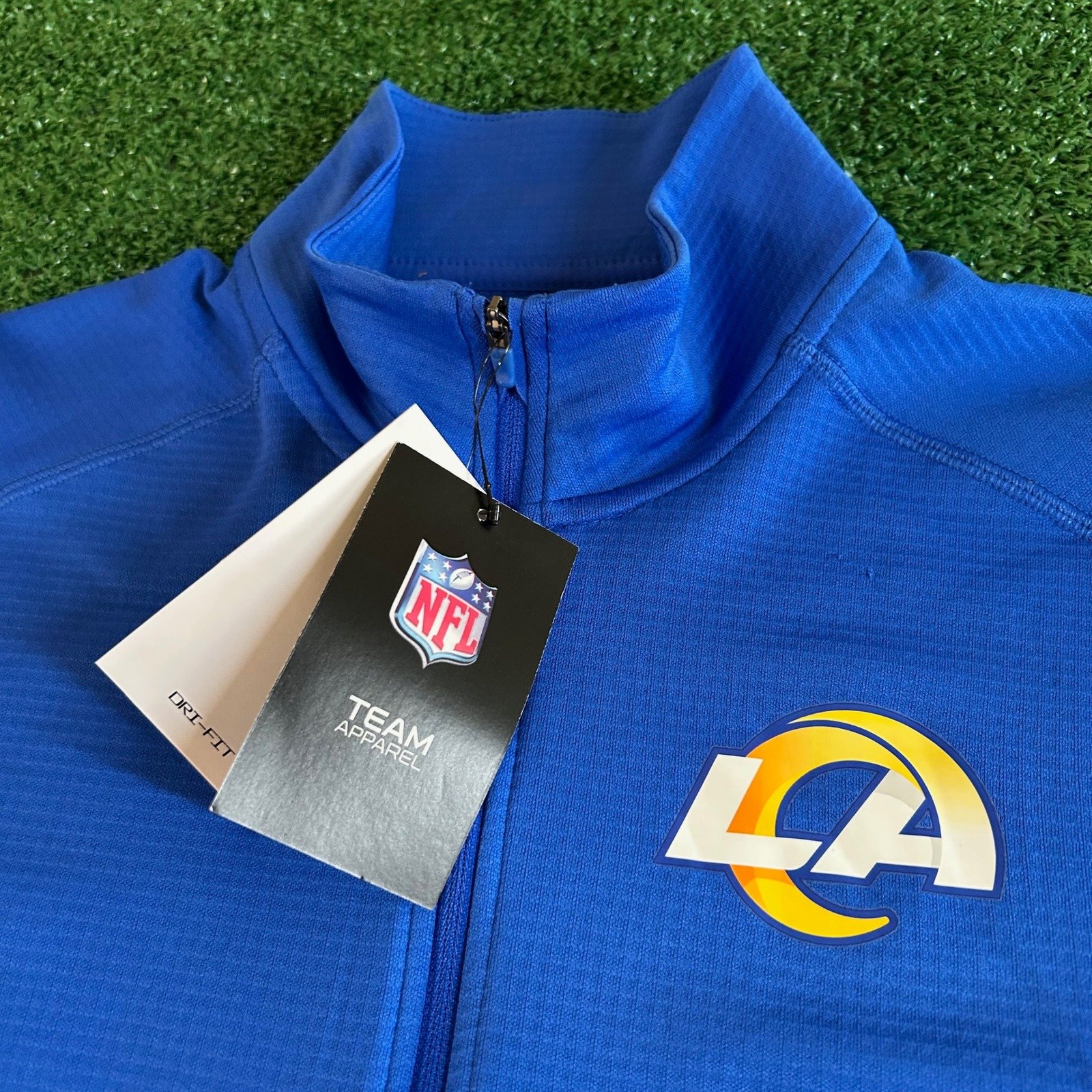 Nike NFL Los Angeles Rams Dri-FIT Pullover Sweater 1/4 Zip Blue Mens Small NWT