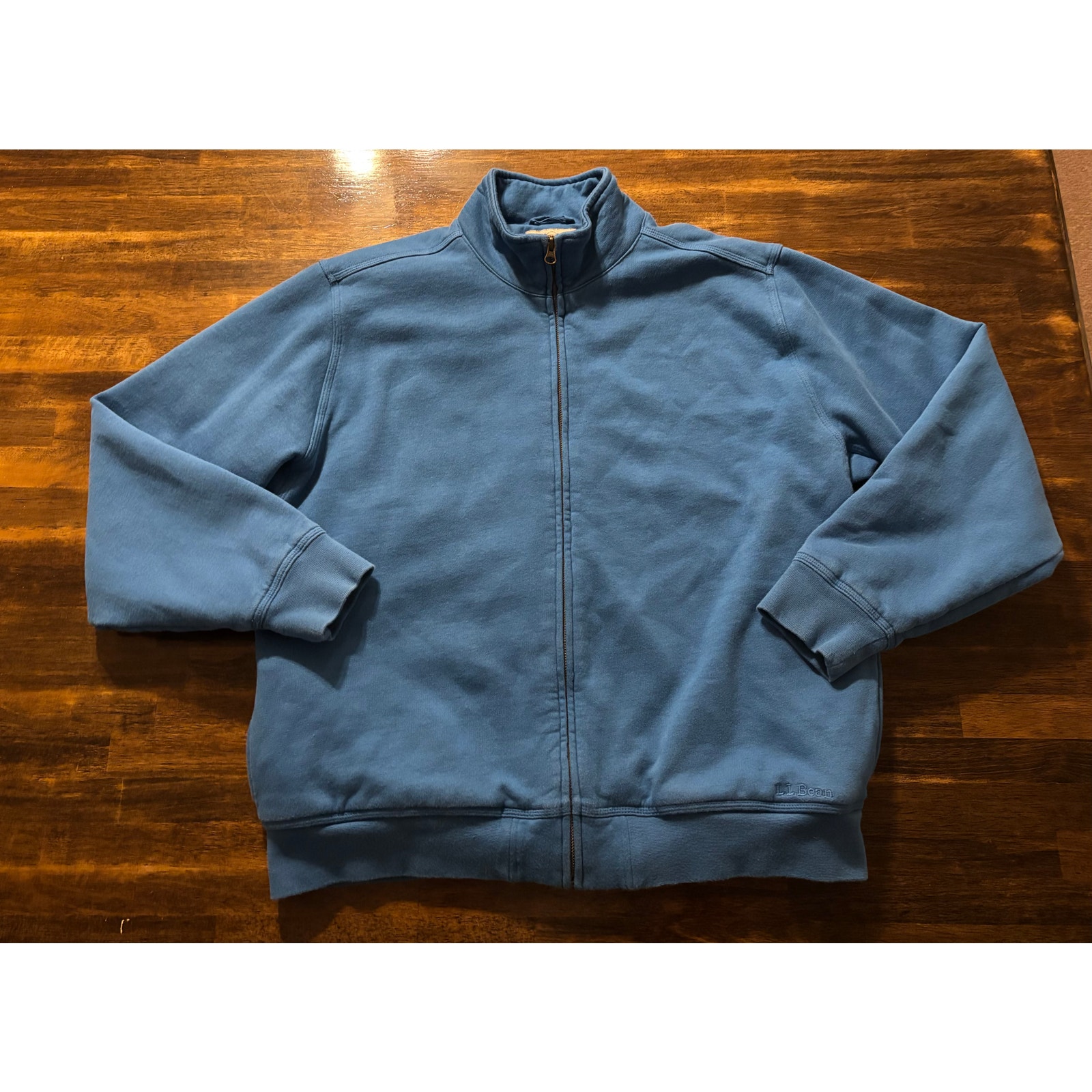 LL. Bean Men's Large Jacket Fleece Lined Full Zip Workwear Rugged Katahdin Blue