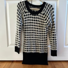 LF Soft Fuzzy Knit Black & White Tunic