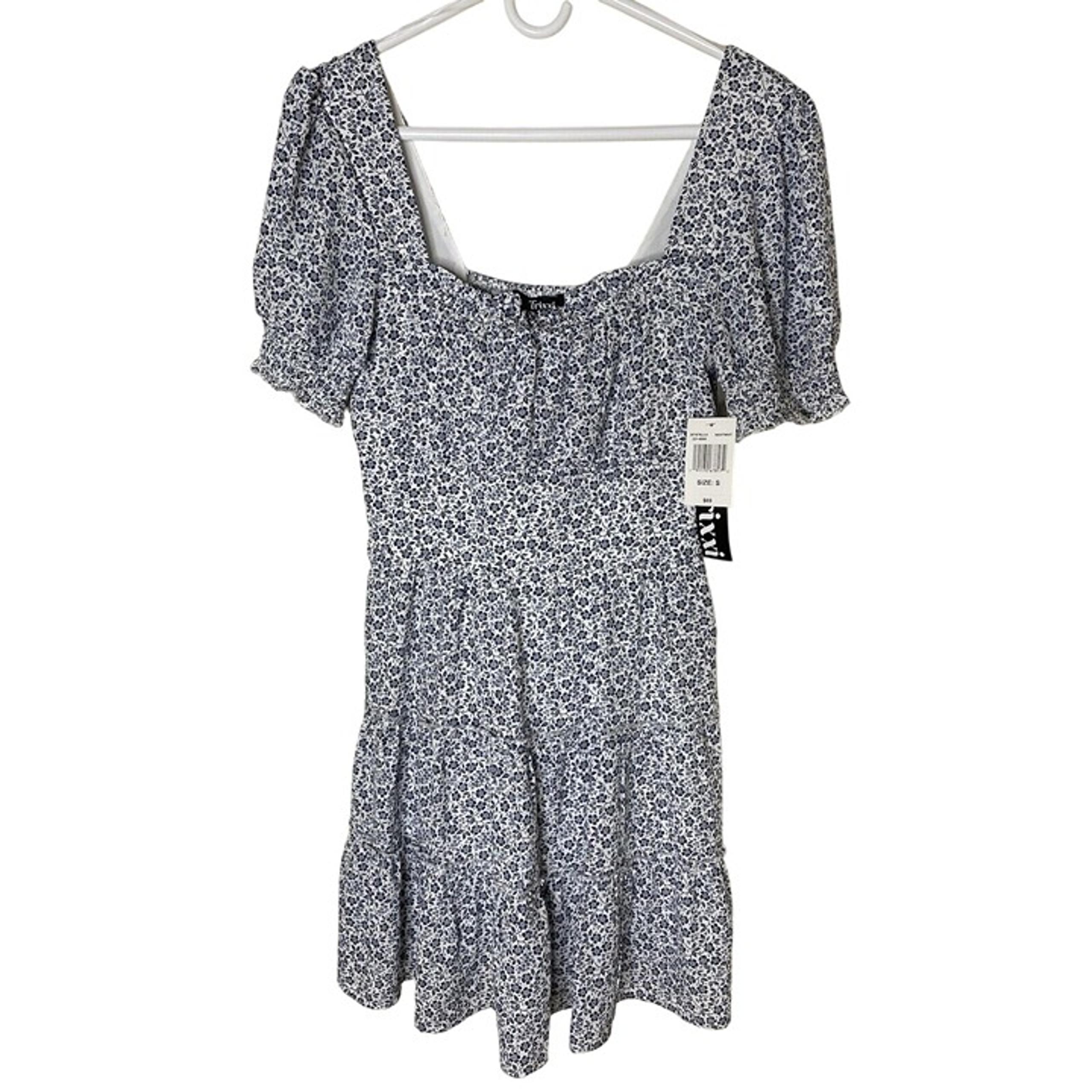 NWT Trixxi Women's S Navy White Floral Smocked Mini Dress – Cottagecore Charm