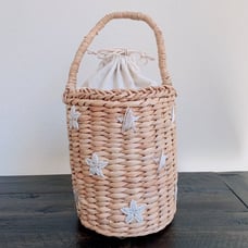 Embroidered Straw Handbag