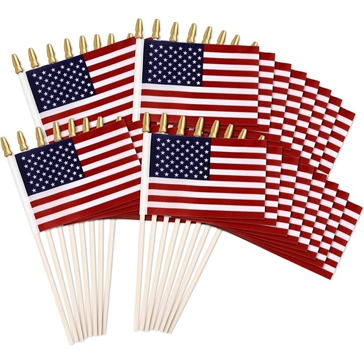 LOT OF 60 Small USA Memorial Day American Flags - July 4th Decoration