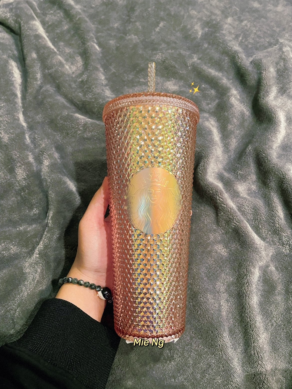 New Starbucks VietNam 2022 Rose Gold Studded Cold Cup Trumbler 710ml