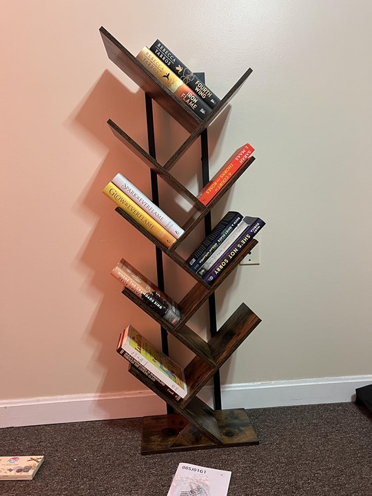 Rustic Brown, Tree Bookshelf, 9-Tier Bookcase Wooden Shelves, Floor Standing NEW