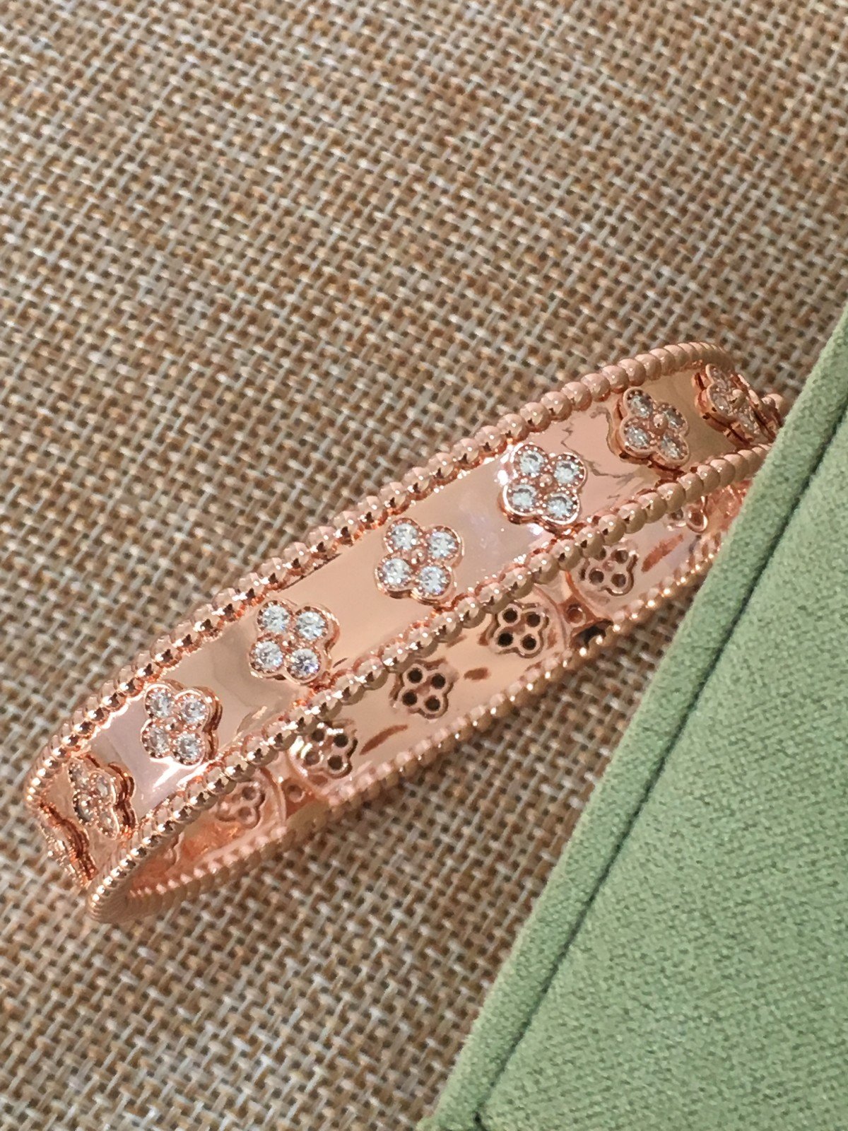 18K Rose Gold Diamond Bangle Size M