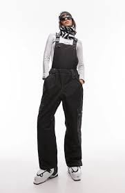 Topshop Sno Straight Leg Ski Bibs Black, UNISEX Size 8 US, 219