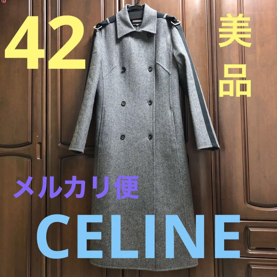 Excellent Condition☆Celine Wool Double-Breasted Coat Gray