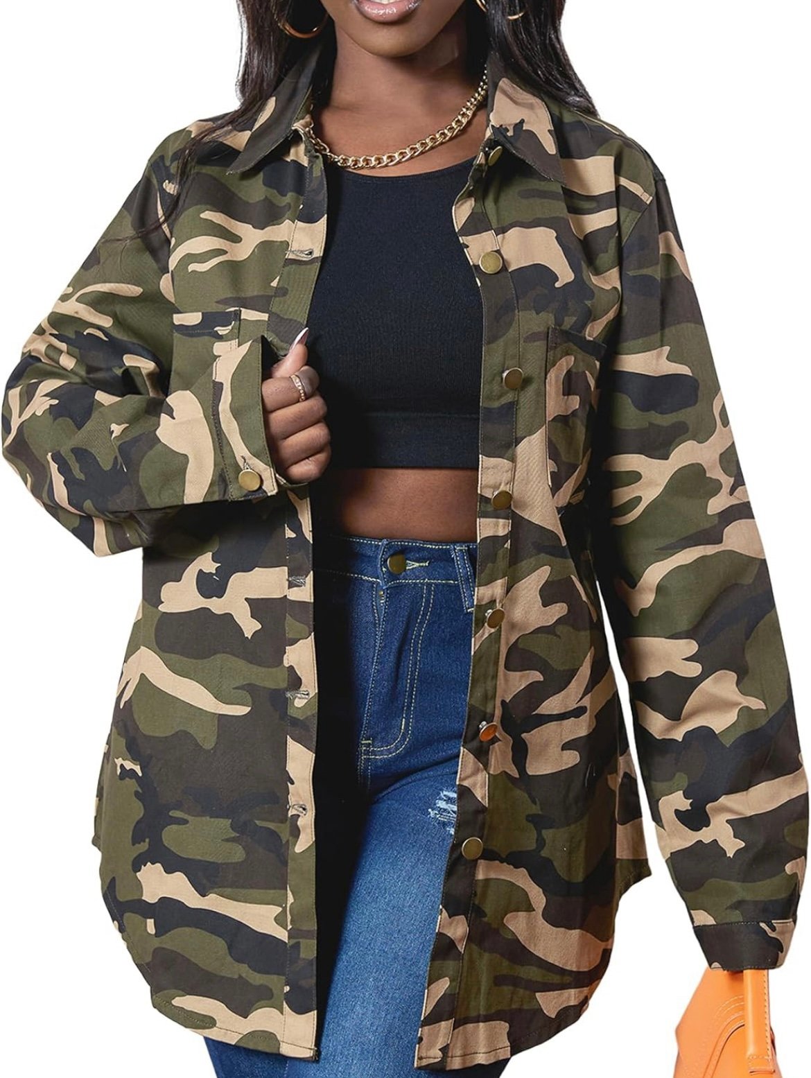 Denim Jacket for Women Long Sleeve Classic Trucker Jeans Long Coat