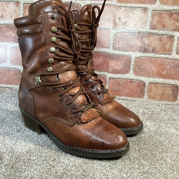 Double H Womens Kiltie Packer lace up western boots size 7