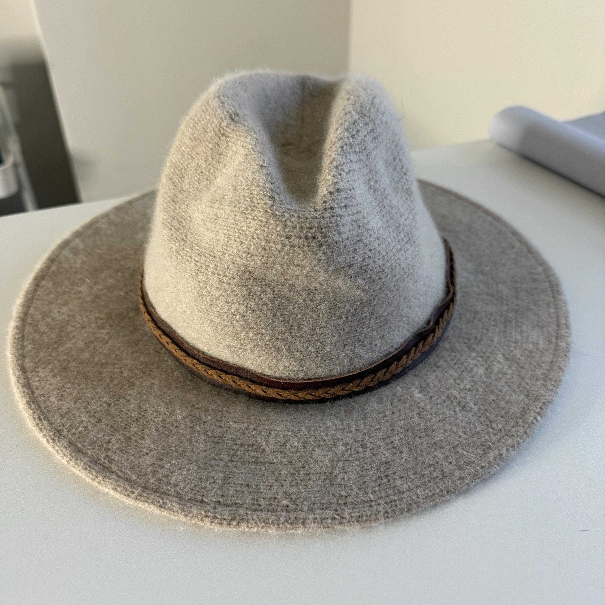 Target Womens Wool Blend Fedora Hat Beige Cowboy Trim Western Festival Cowgirl