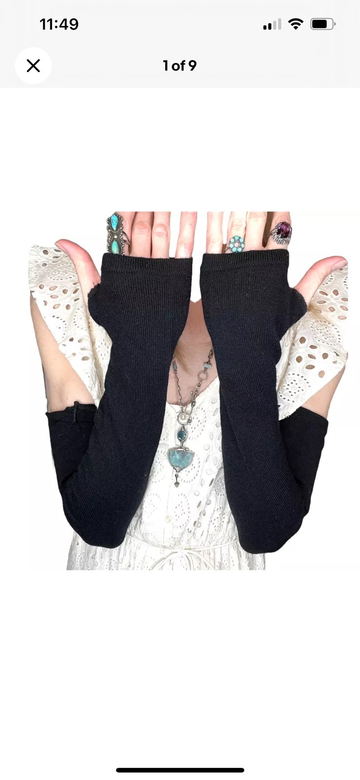 Cashmere Arm Warmers Black Knit Fingerless Gloves Long Elbow Length Lightweight