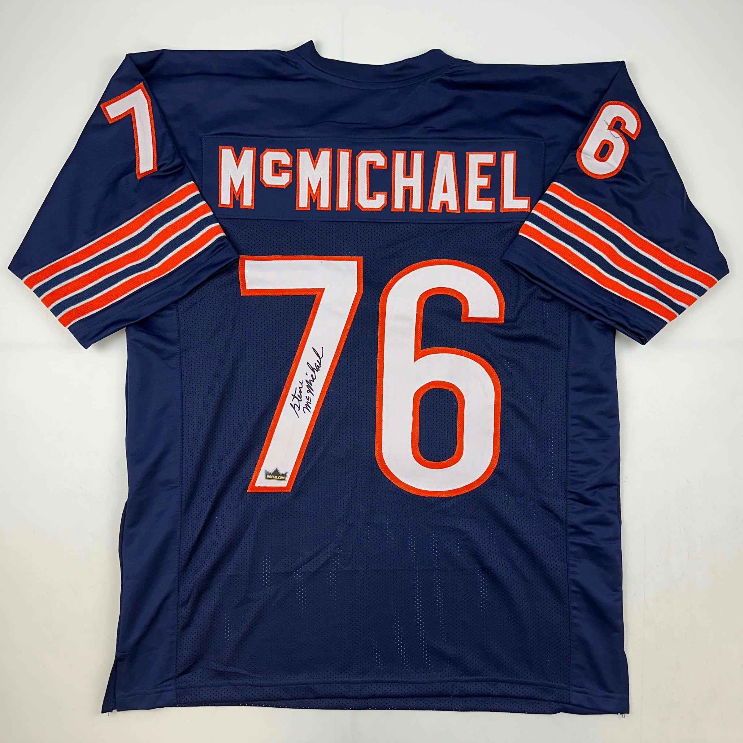 Facsimile Autographed Steve McMichael Chicago Blue Auto Jersey Size Men's XL
