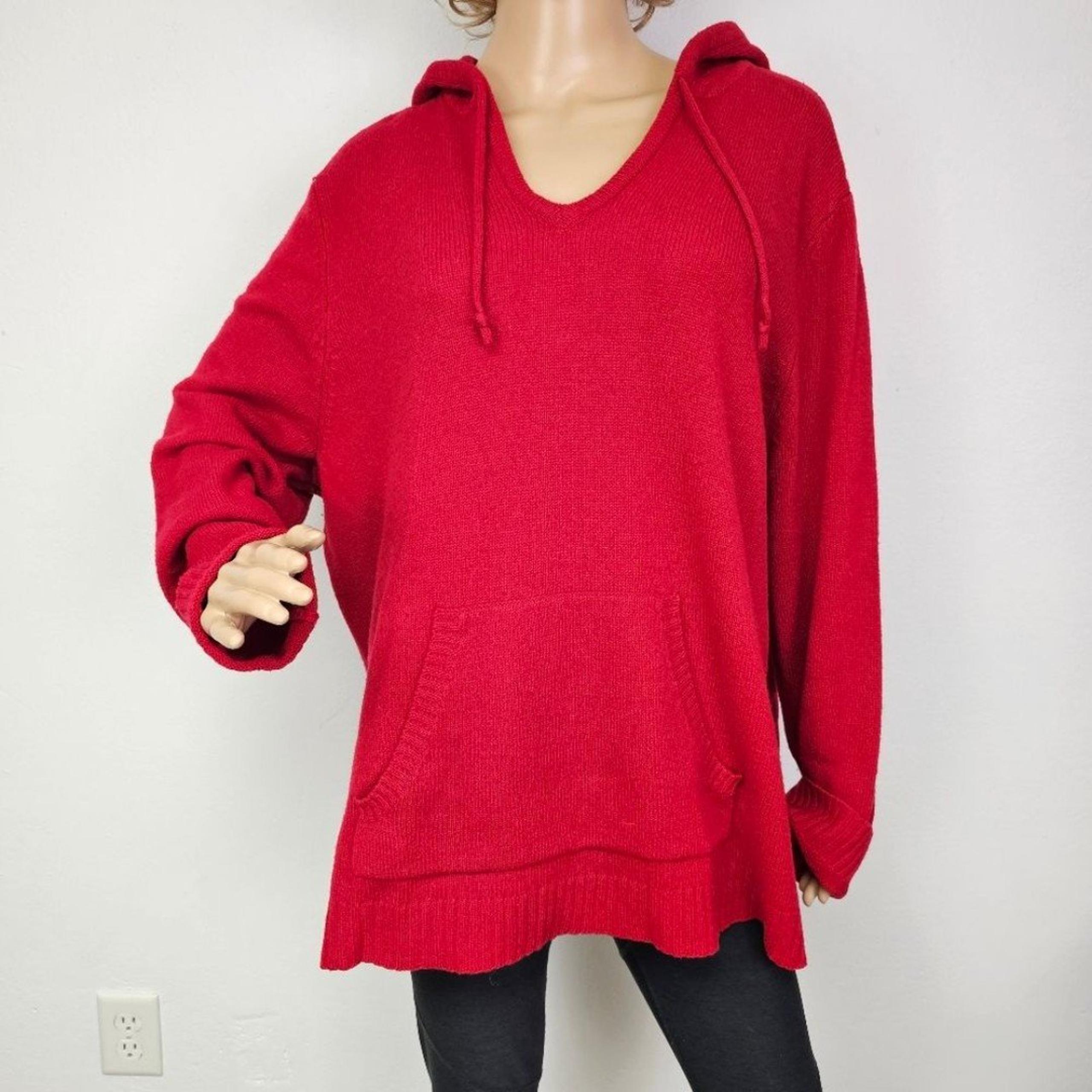 Venezia.Red Lambswool Long Sleeve Hooded Sweater. Size 22/24 Casual, cabincore
