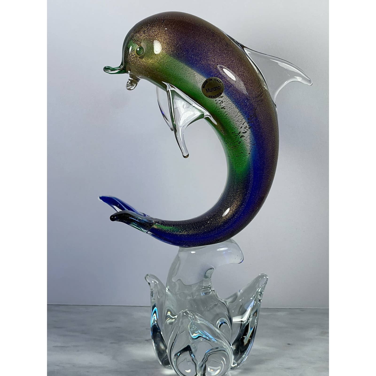 Vintage Murano Glass Gold Flek Dolphin