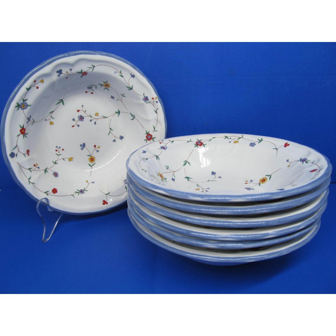 Epoch Oakbrook Set Of Seven 6 7/8 Rimmed Soup Bowls Excellent Condition