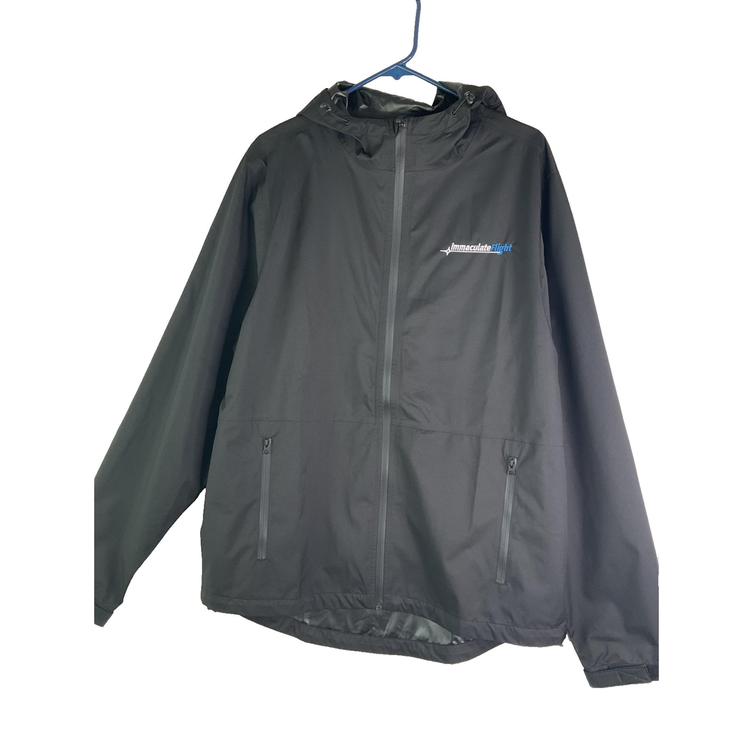 Mens Charles River Immaculate Flight Black Hooded Full Zip Windbreaker L