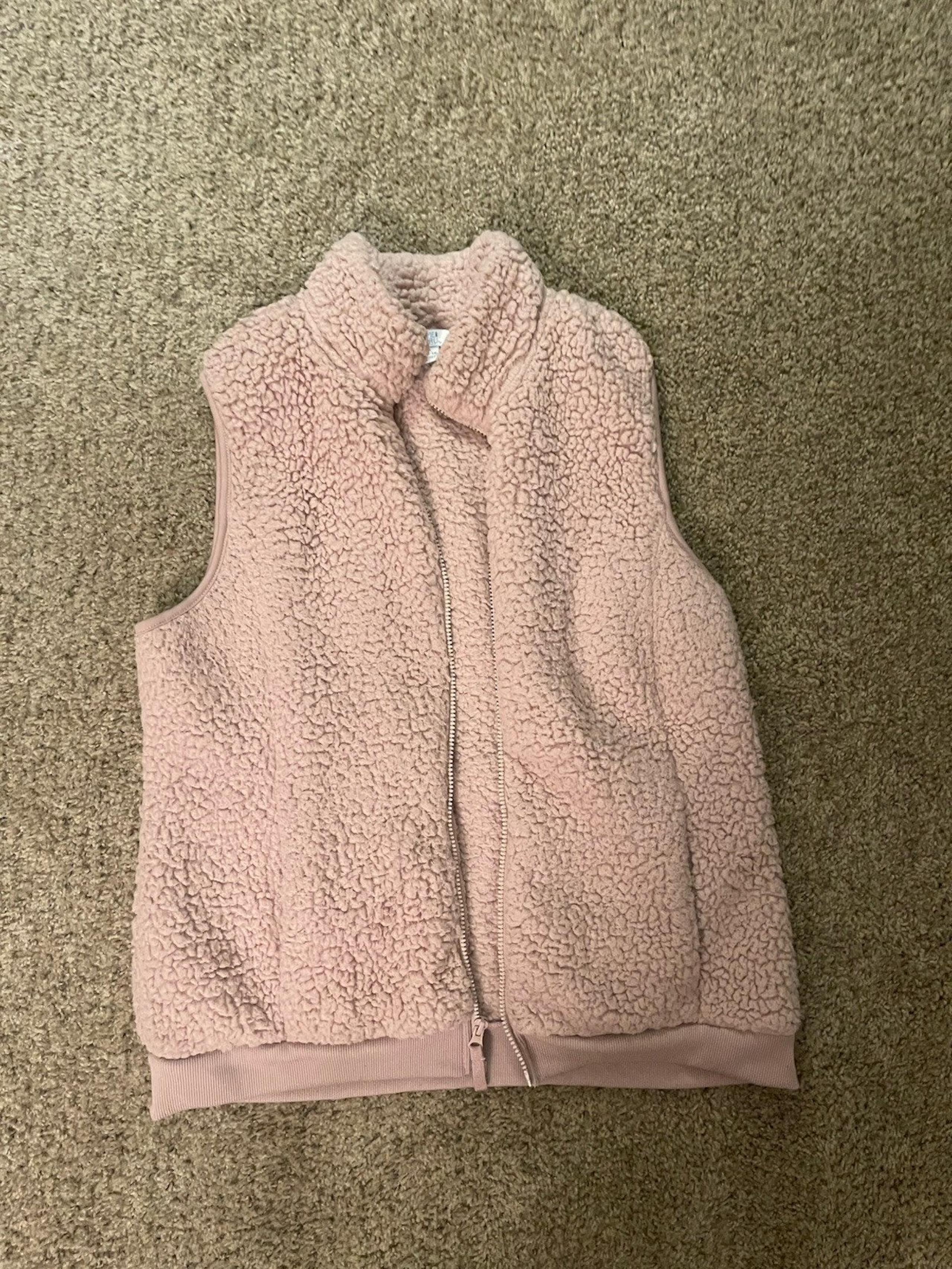 Time & Tru Pink Teddy Bear Vest Large