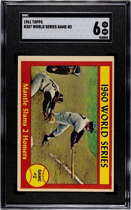 1961 Topps MICKEY MANTLE Yankees 1960 World Series #307 SGC 6 EX/NM Condition