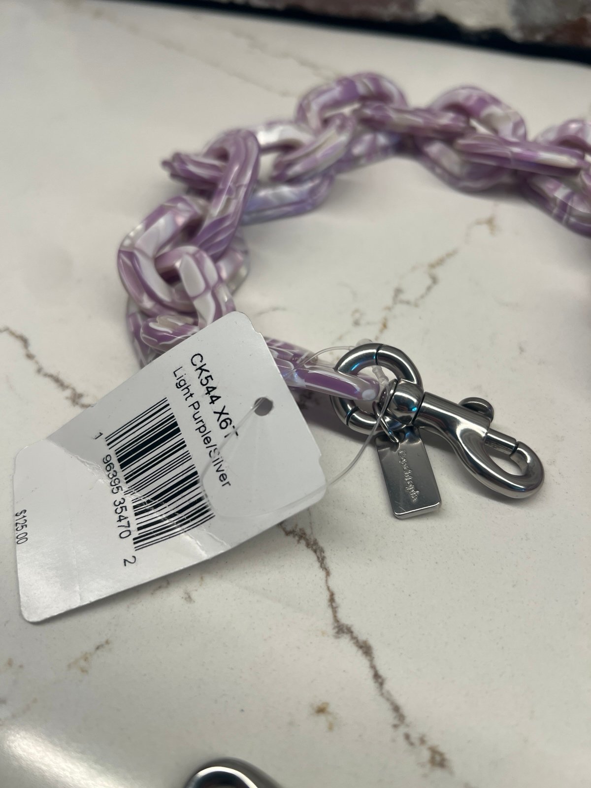Coach Short Chain Strap Light Purple Silver NWT CK544