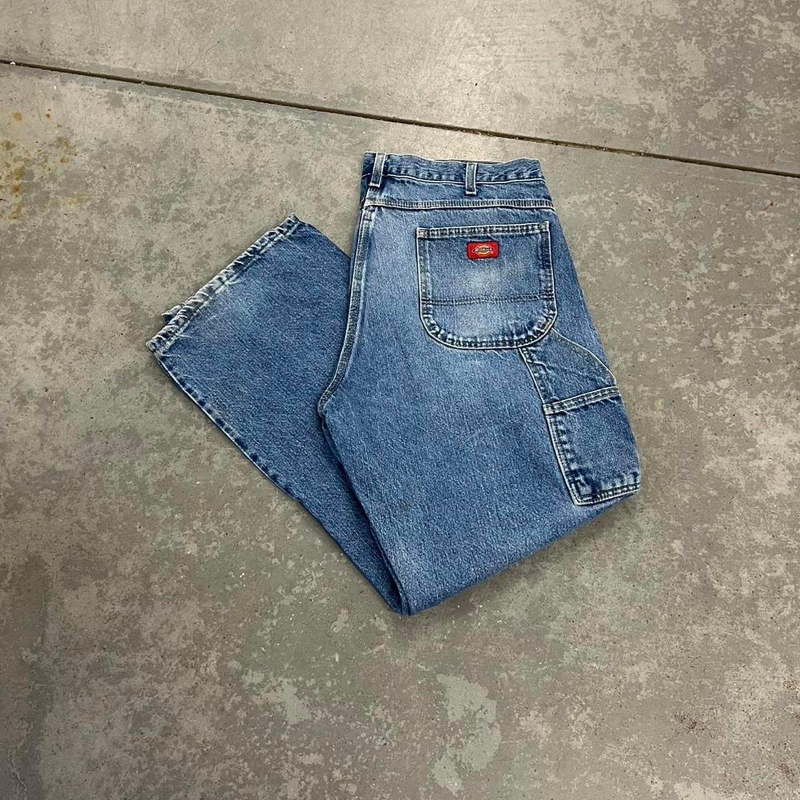 vintage dickies relaxed baggy fit faded blue jeans