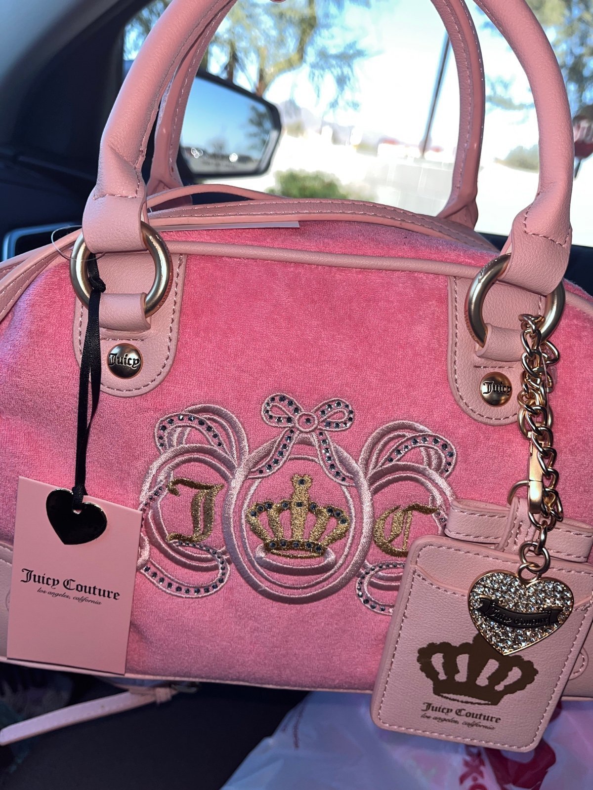 Handbag Juicy Couture Pink in Suede - 46429726