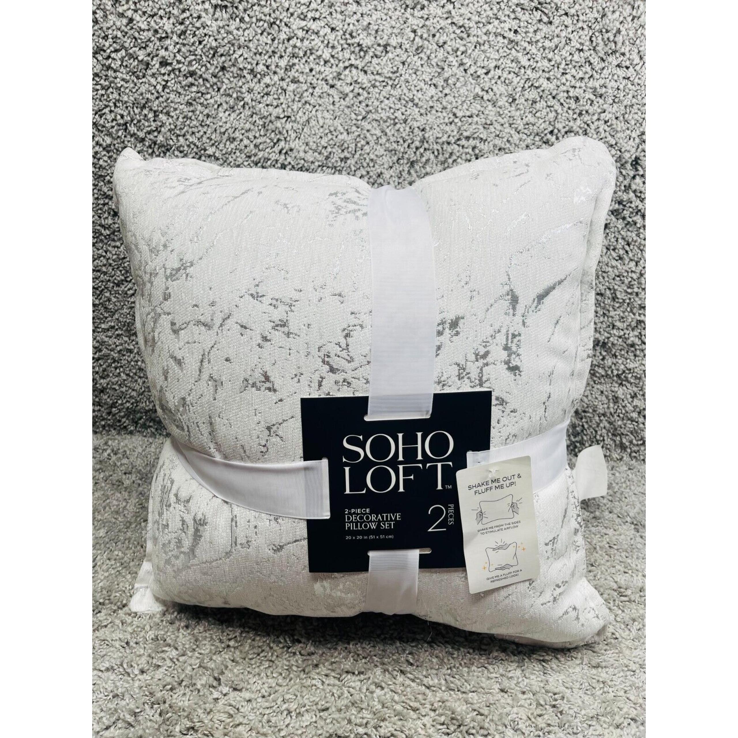 Soho Loft 2 Piece Decorative Pillow Set Square Shaped White 20"x20" NEW