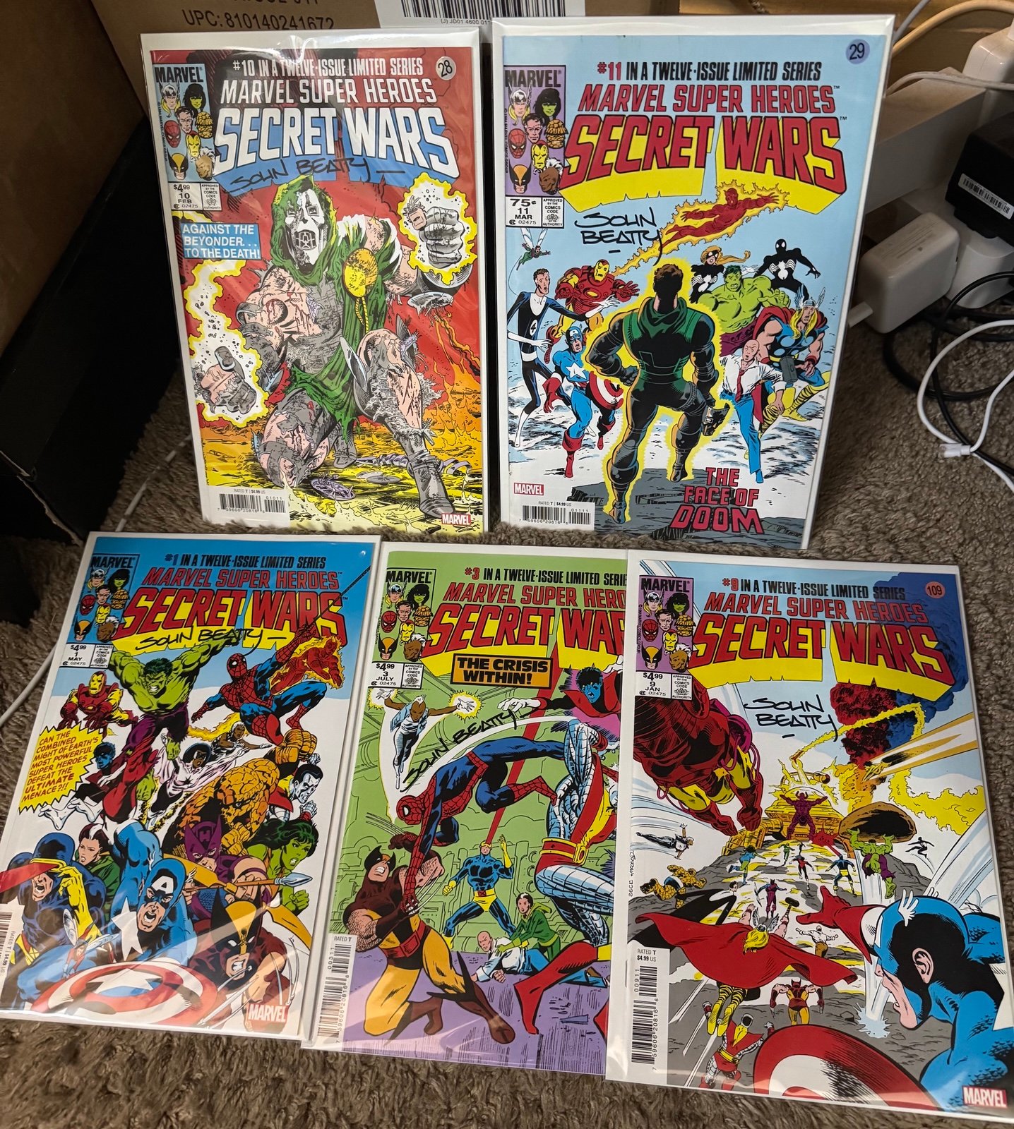 Marvel Super Heroes Secret Wars #1,3,9,10 & 11 reprints Signed by John Beatty