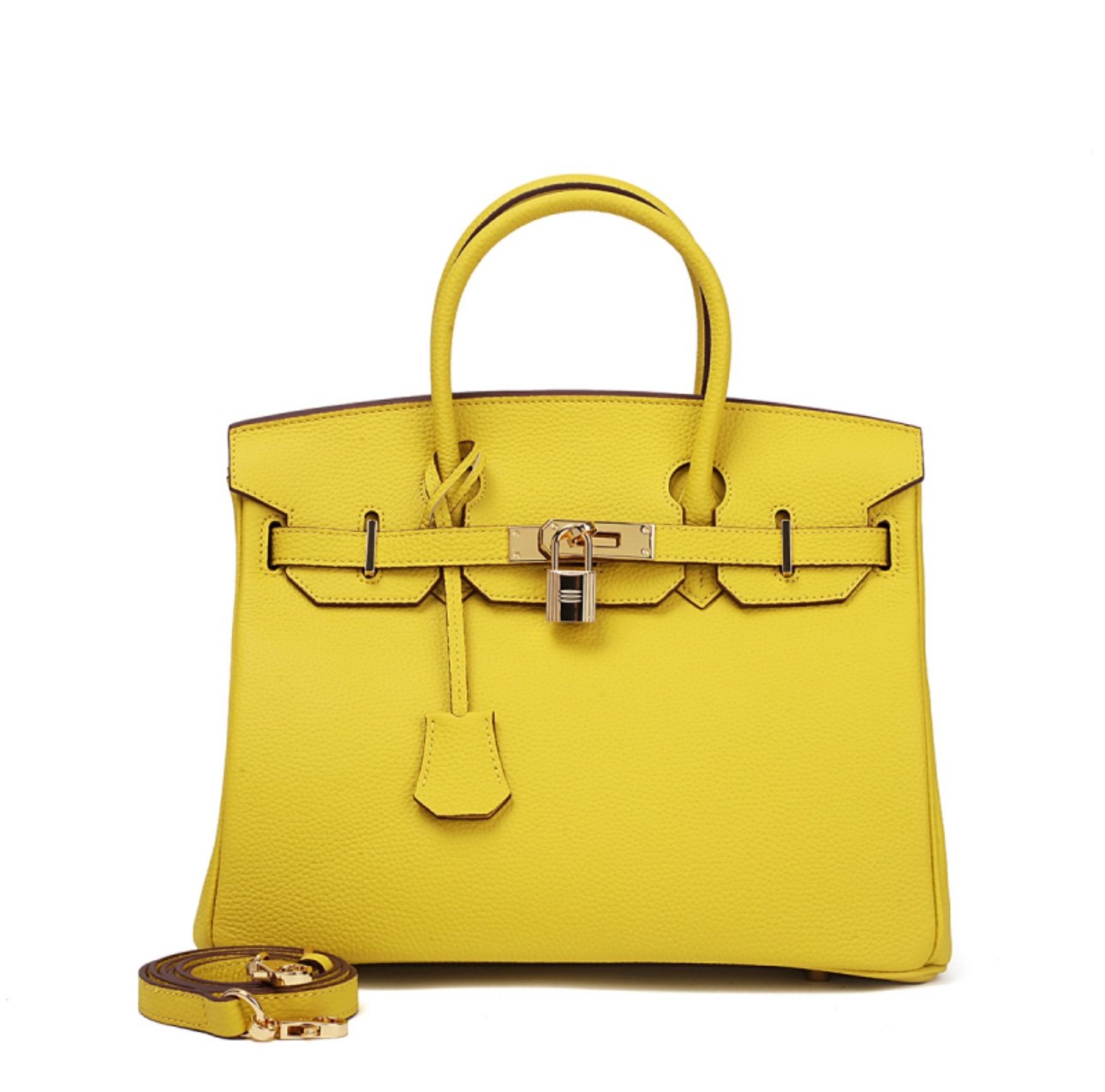 Yellow Genuine Leather Handbag
