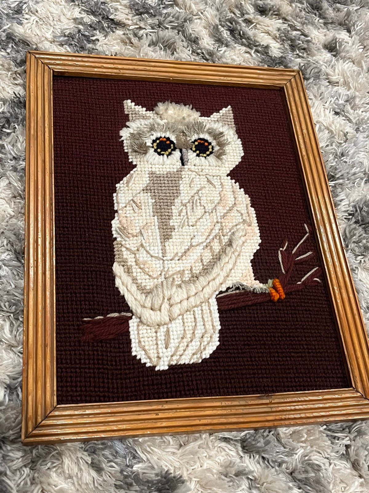 Vintage owl needlepoint