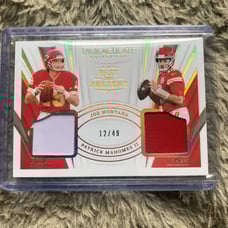 2021 Immaculate- Mahomes /Montana Past and Present DUAL Player Worn Patch /49