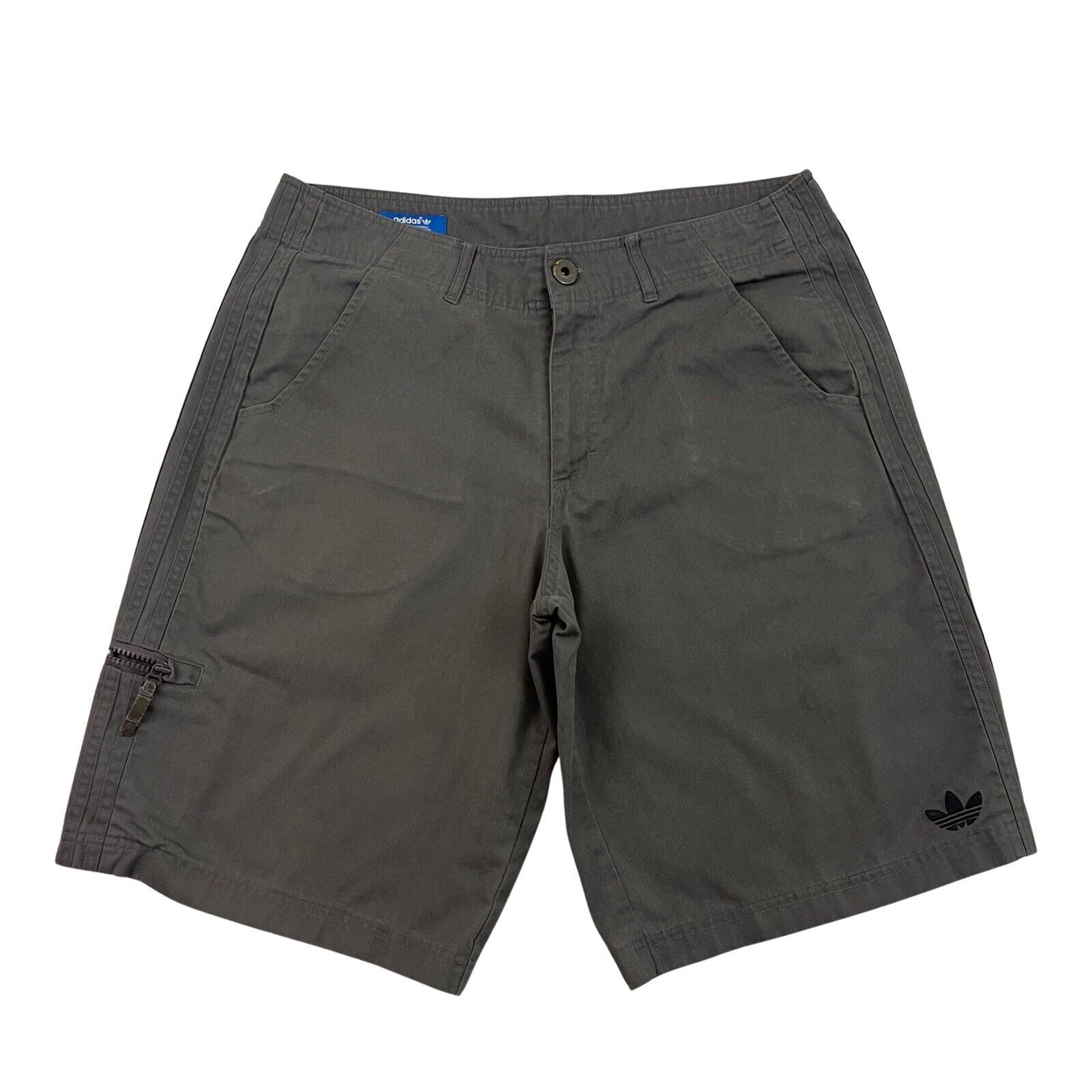 Chino Shorts Mens Size Medium Gray Three Stripes Utility Cargo Pocket - Adidas