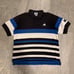 Adidas Polo Shirt, Blue and Black Striped, with Country Flag Tag, 90s.