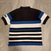 Adidas Polo Shirt, Blue and Black Striped, with Country Flag Tag, 90s.