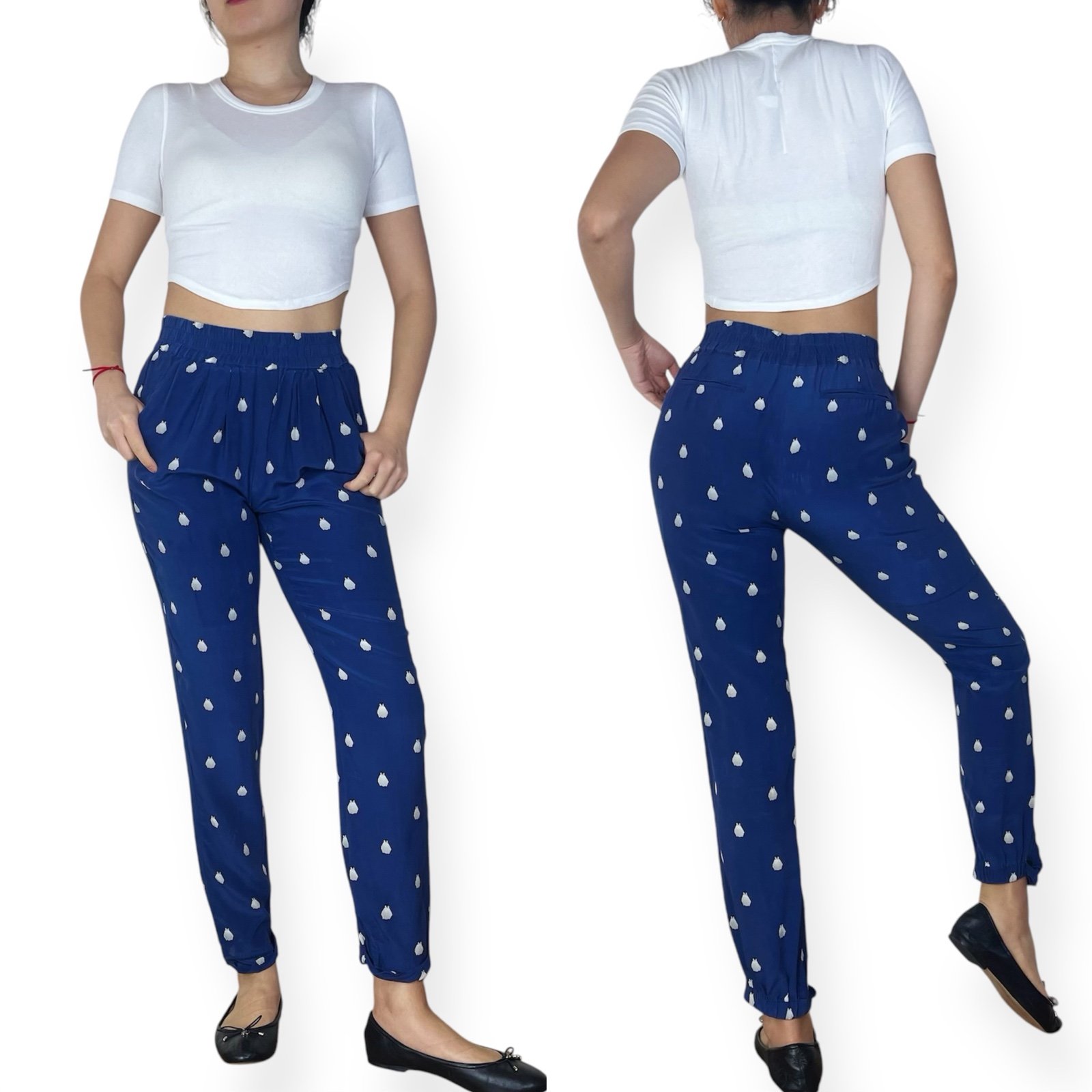 Alcêe for Barneys Co-Op 100% Silk Penguin Print Pants Size XS