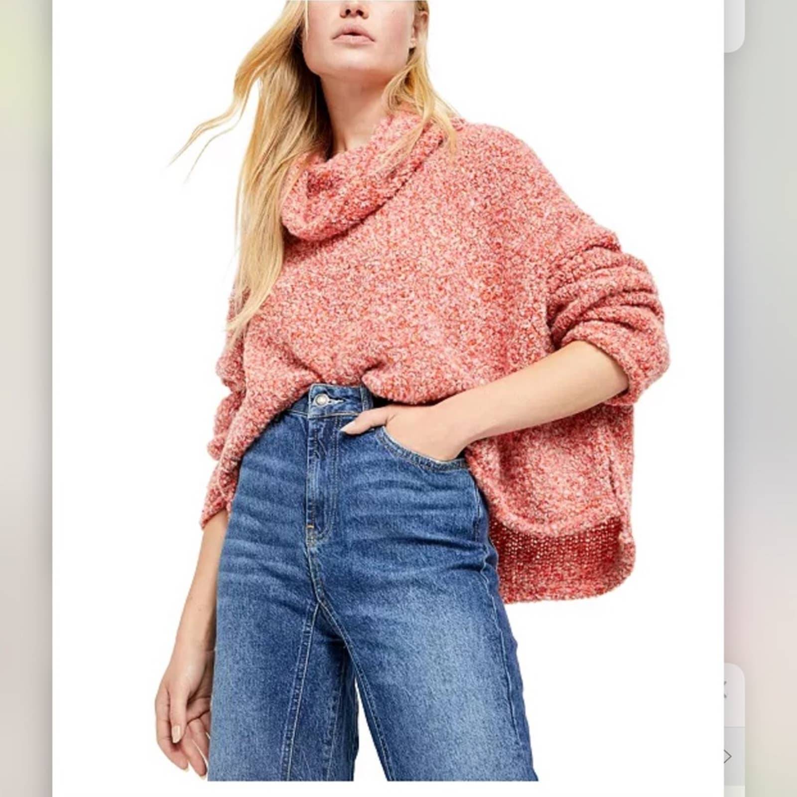 Free people Bff Sweater cozy cowl neck boxy pullover size small