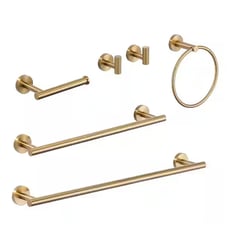 ARCORA 6-Piece Wall Mount Bath Set w/ Towel Ring, TP Holder, Towel hooks & Bar