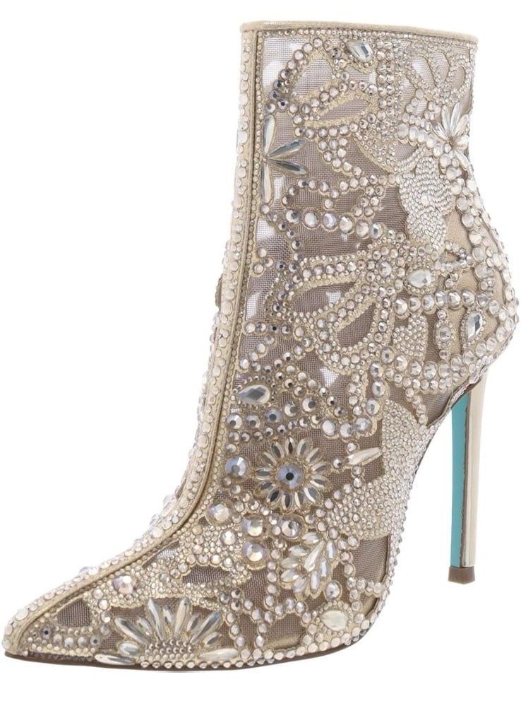 Betsey Johnson NWT Bolt Ankle Rhinestone Heel Boot Size 6 - Gold