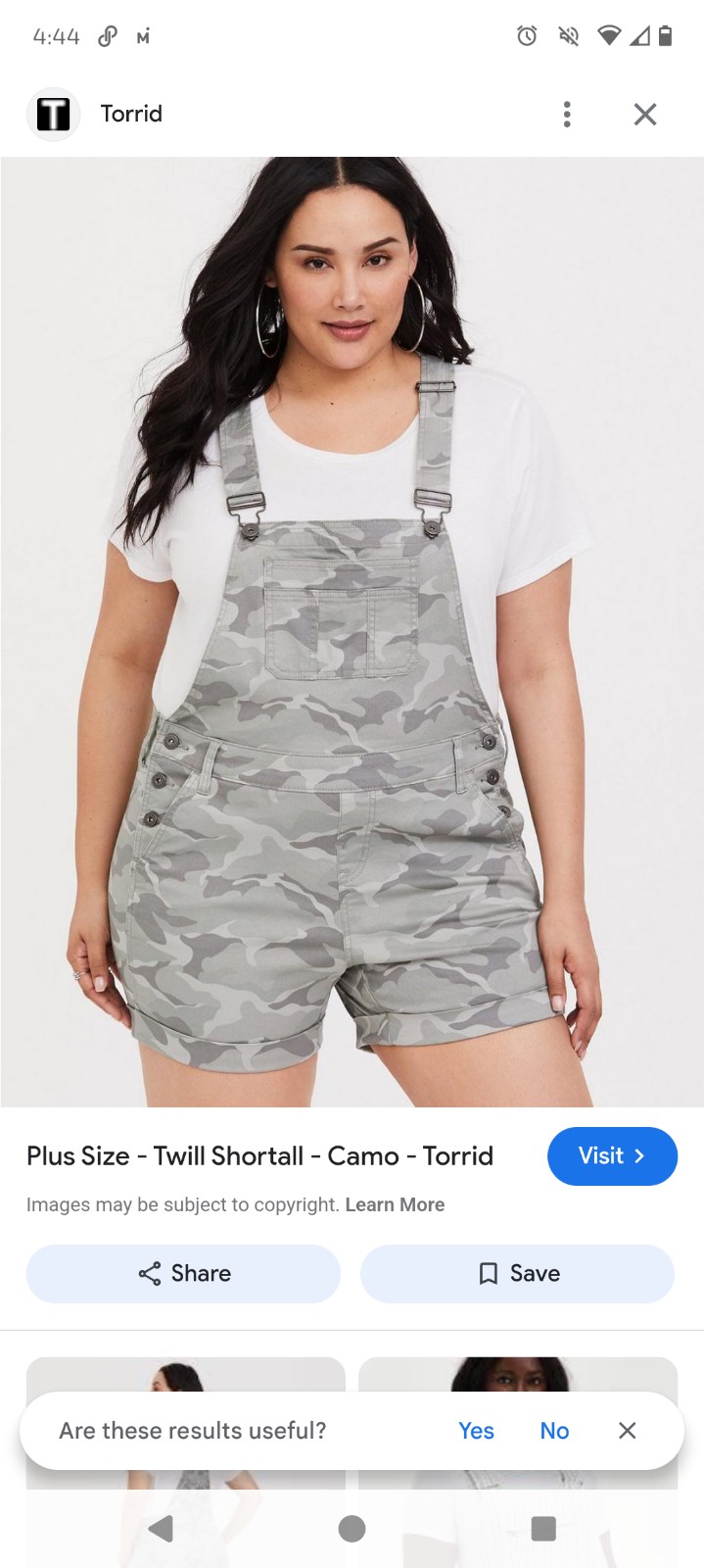 Torrid Twill Shortalls Camo size 14