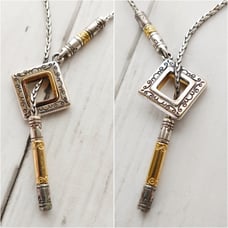 Brighton Esmeralda Fused Lariat Necklace Womens Two Tone Reversible Retired 2002