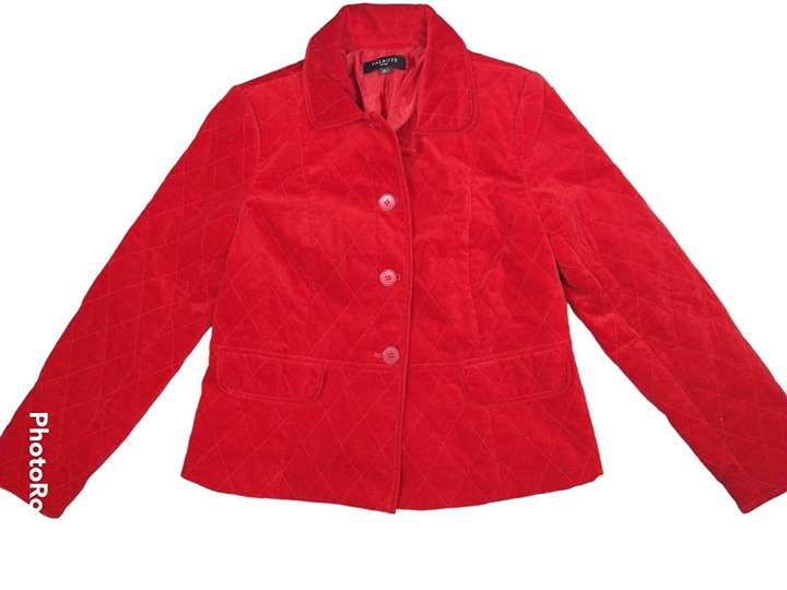 Talbots Petites Jacket Womens 10P Scarlet Red Velvet Kate Fit Button Blazer