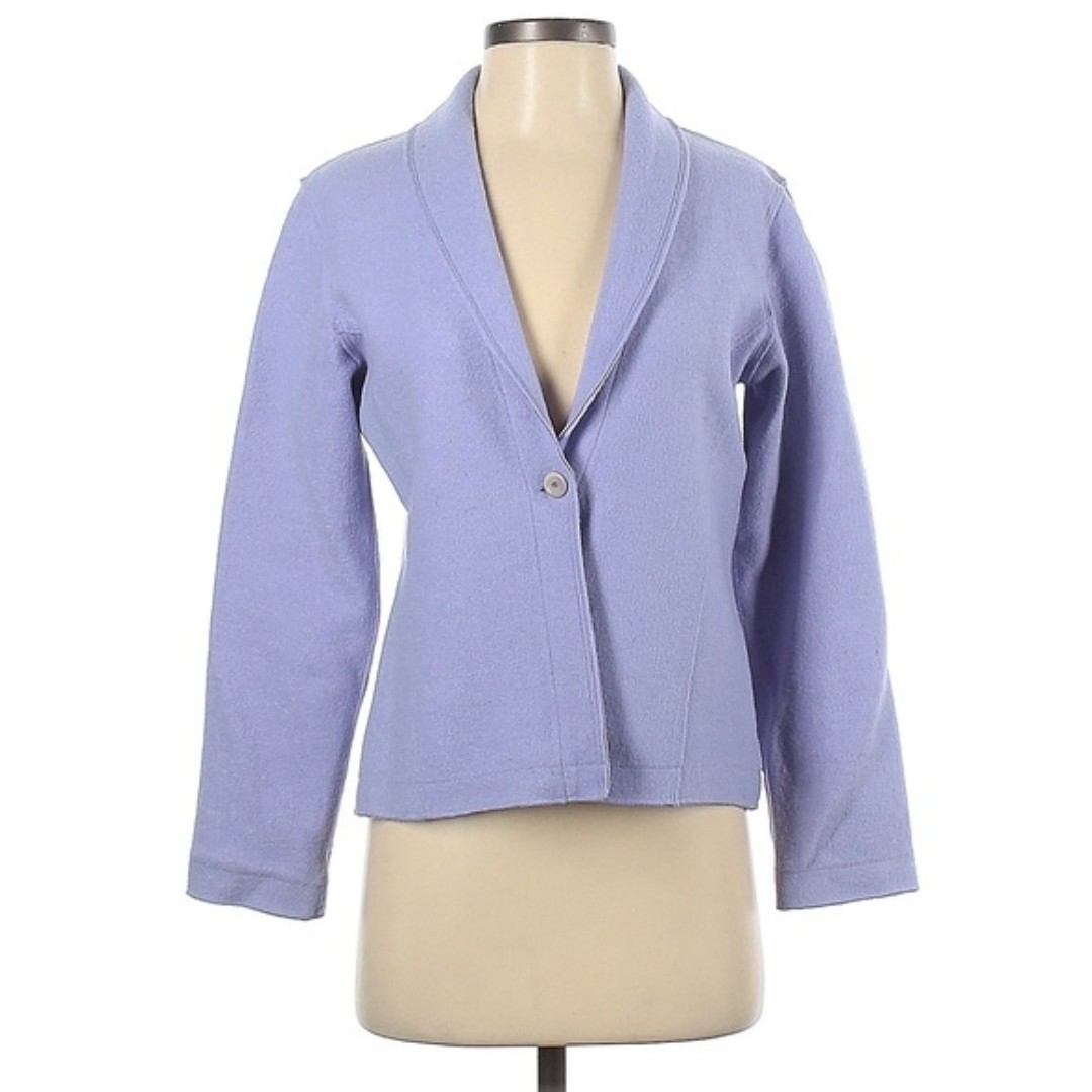 Eileen Fisher Purple Periwinkle Wool Blazer Sz Medium Petite