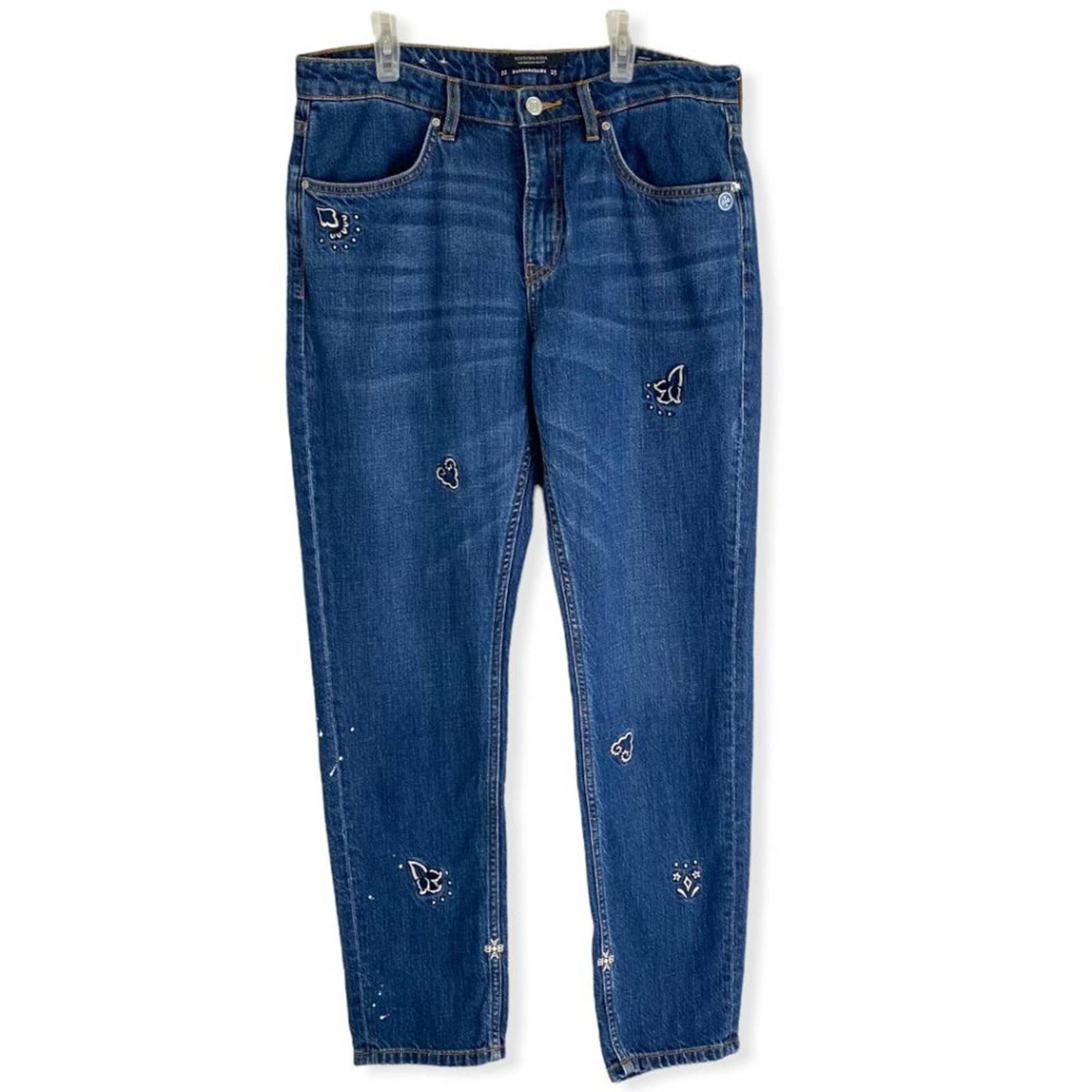 Scotch & Soda Bandanarama Embroidered Skinny Blue Jeans sz 29